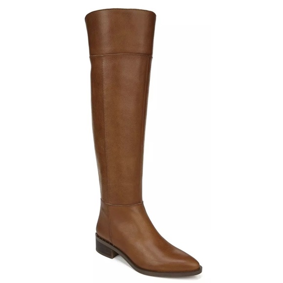 NEW FRANCO SARTO Womens Brown Daya Block Heel Leather Riding Boot 6 Wide